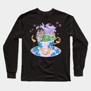 Kawaii Anime Black Girl Magic Tea Long Sleeve T-Shirt